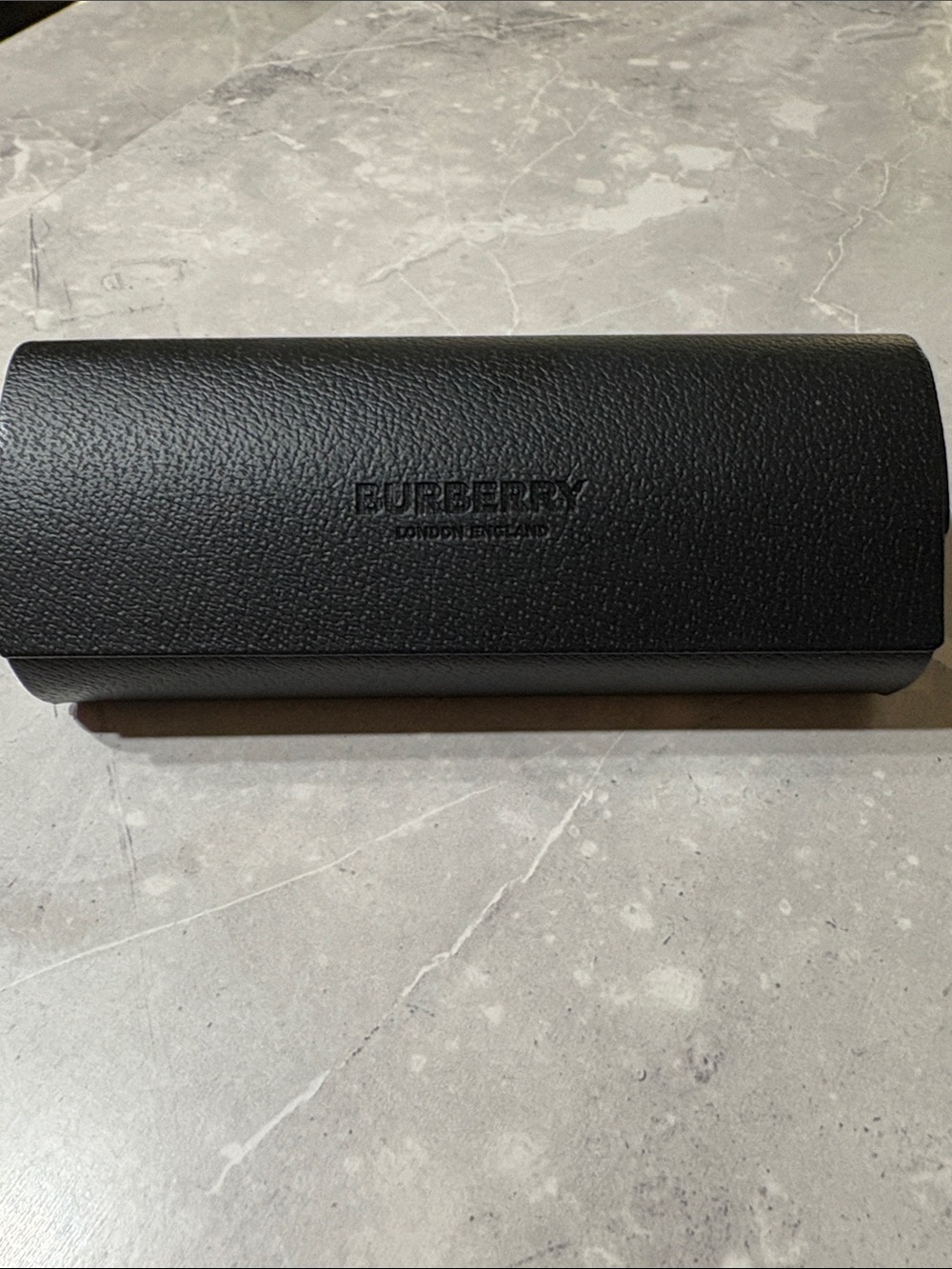 Burberry Black Pebbled Leather Glasses Case with cleaning cloth